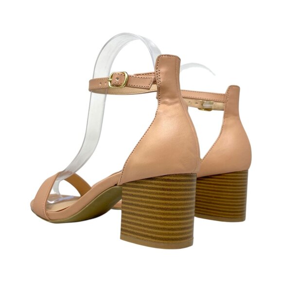 Lulus Harper Womens 5.5 Nude Faux Leather Ankle Strap Block Heel Sandals Strappy - Picture 14 of 16